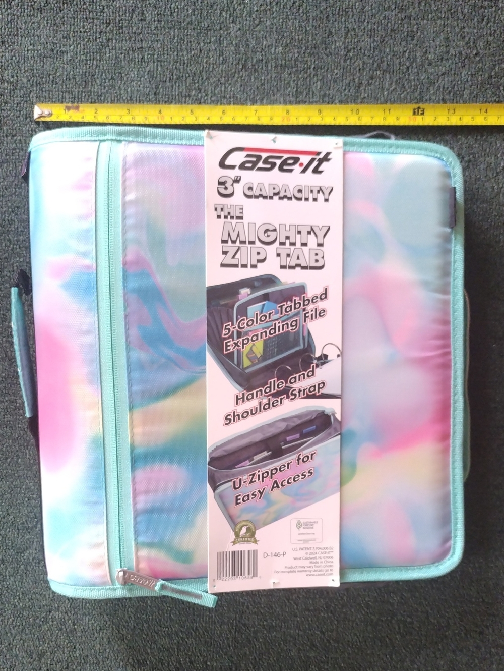 Case-it Mighty Zip Tab Expanding Tablet Case – Pastel Tie-Dye